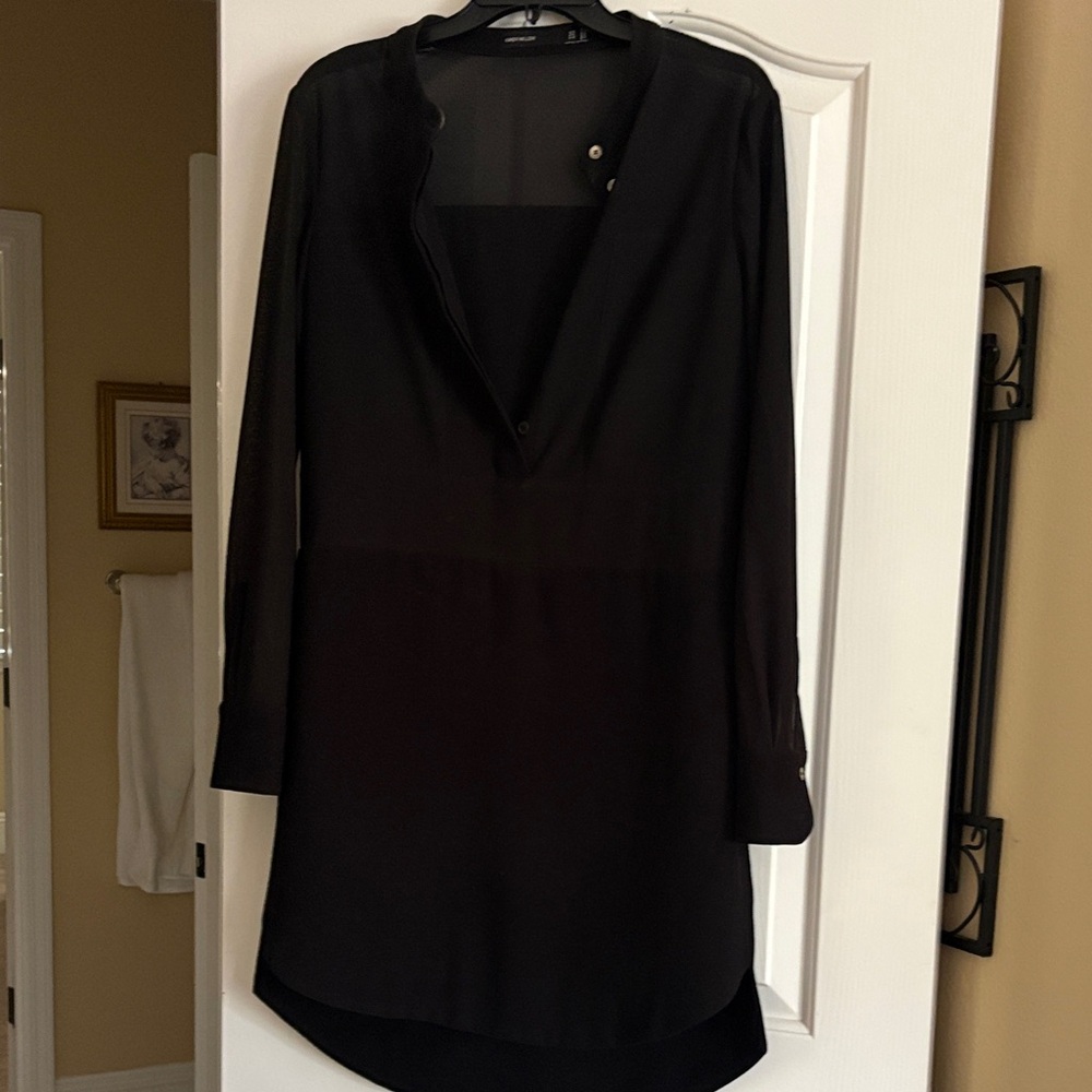 Karen Millen Black Long-Sleeve Tunic Shift Dress